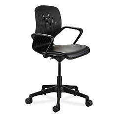 Safco Shell Desk Chair, Supports Up to 275 lb, 17" to 20" Seat Height, Black Seat, Black Back, Black Base (7013BL)