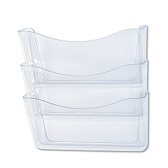 Rubbermaid Unbreakable Wall Files, 3 Sections, A4/Letter Size, 13.75" x 3.13" x 29.38", Clear (65976ROS)
