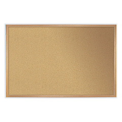 Ghent Natural Cork Bulletin Board with Frame, 96.5 x 48.5, Tan Surface, Natural Oak Frame (WK48)