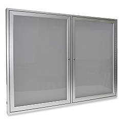 Ghent 2 Door Enclosed Vinyl Bulletin Board with Satin Aluminum Frame, 48 x 36, Silver Surface (PA23648VX193)
