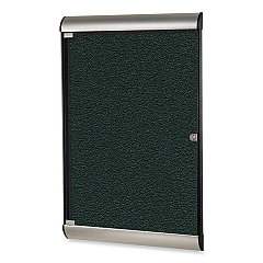 Ghent Silhouette 1 Door Enclosed Ebony Vinyl Bulletin Board with Satin/Black Aluminum Frame, 27.75 x 42.13 (SILH20411)