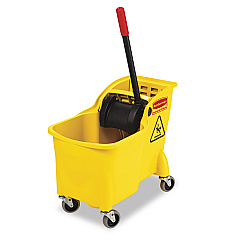 Rubbermaid Commercial Tandem 31qt Bucket/Wringer Combo, Yellow (738000YEL)