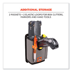 ergodyne Squids 5543 Handheld Barcode Scanner Mount Holder with Fastener Straps, 2 Compartments, 3.5 x 1.5 x 6.3, Gray (19184)