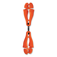 ergodyne Squids 3420 Dual Clip Swivel Glove Clip Holder, 1 x 0.6 x 5.5, Acetal Copolymer, Orange, 100/Pack (19518BULK)