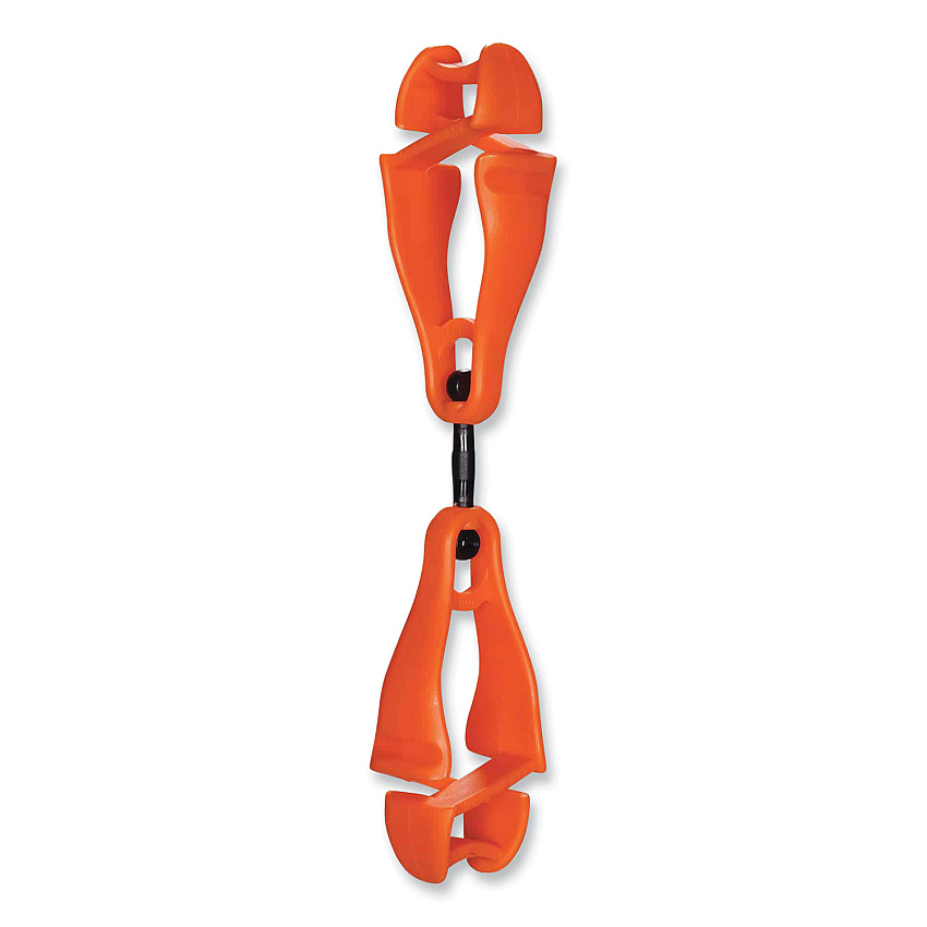 ergodyne Squids 3420 Dual Clip Swivel Glove Clip Holder, 1 x 0.6 x 5.5, Acetal Copolymer, Orange, 100/Pack (19518BULK)
