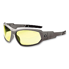 ergodyne Skullerz Loki Safety Glasses/Goggles, Matte Gray Nylon Impact Frame, Yellow Polycarbonate Lens (56150)