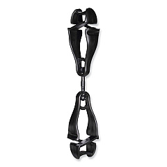 ergodyne Squids 3420 Dual Clip Swivel Glove Clip Holder, 1 x 0.6 x 5.5, Acetal Copolymer, Black, 100/Pack (19512BULK)