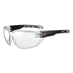 ergodyne Skullerz Vali Frameless Safety Glasses, Black Nylon Impact Frame, Anti-Fog Clear Polycarbonate Lens (59203)