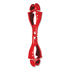 ergodyne Squids 3400 Dual Clip Glove Clip Holder, 1 x 1 x 6.5, Acetal Copolymer, Red, 100/Pack (19313BULK)