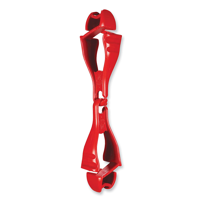 ergodyne Squids 3400 Dual Clip Glove Clip Holder, 1 x 1 x 6.5, Acetal Copolymer, Red, 100/Pack (19313BULK)
