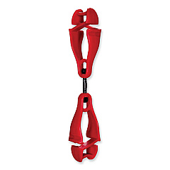 ergodyne Squids 3420 Dual Clip Swivel Glove Clip Holder, 1 x 0.6 x 5.5, Acetal Copolymer, Red (19413)