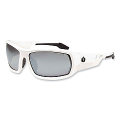 ergodyne Skullerz Odin Safety Glasses, White Nylon Impact Frame, Silver Mirror Polycarbonate Lens (50242)