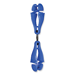 ergodyne Squids 3420 Dual Clip Swivel Glove Clip Holder, 1 x 0.6 x 5.5, Acetal Copolymer, Blue, 100/Pack (19517BULK)