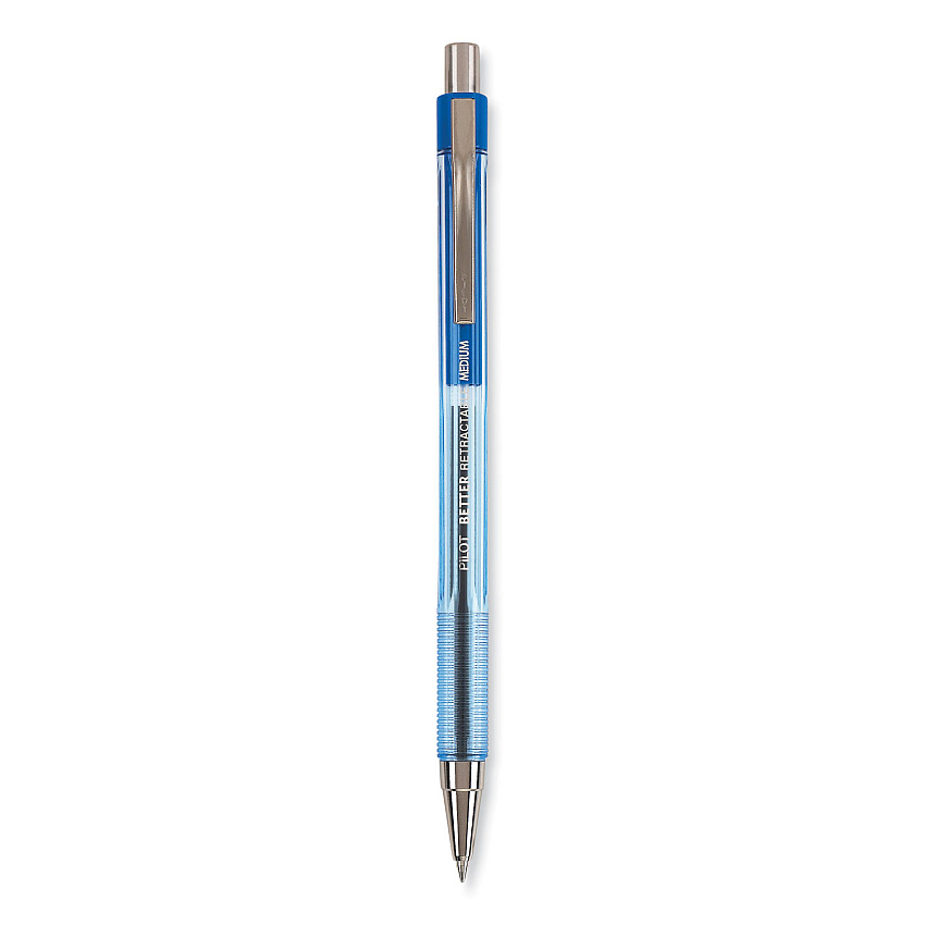 Pilot Better Ballpoint Pen, Retractable, Medium 1 mm, Blue Ink, Translucent Blue Barrel, Dozen (30006)