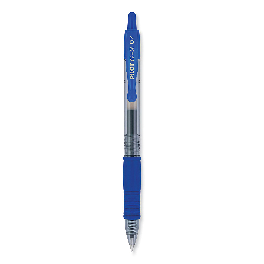 Pilot G2 Premium Gel Pen, Retractable, Fine 0.7 mm, Blue Ink, Smoke Barrel, 2/Pack (31032)