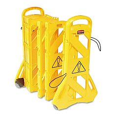 Rubbermaid Commercial Portable Mobile Safety Barrier, Plastic, 13 ft x 40", Yellow (9S1100YEL)