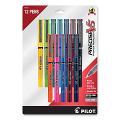 Pilot Precise V5 Roller Ball Pen, Stick, Fine 0.5 mm, Assorted Ink and Barrel Colors, Dozen (31888)