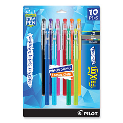 Pilot FriXion ColorSticks Erasable Gel Pen, Stick, Fine 0.7 mm, Assorted Ink and Barrel Colors, 10/Pack (32456)