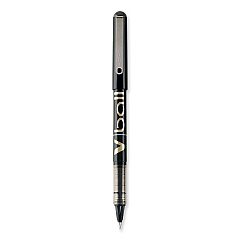 Pilot VBall Liquid Ink Roller Ball Pen, Stick, Fine 0.7 mm, Black Ink, Black Barrel, Dozen (35112)