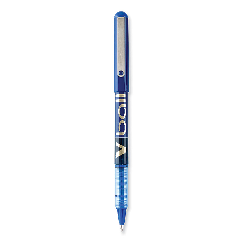 Pilot VBall Liquid Ink Roller Ball Pen, Stick, Fine 0.7 mm, Blue Ink, Blue Barrel, Dozen (35113)
