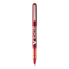 Pilot VBall Liquid Ink Roller Ball Pen, Stick, Extra-Fine 0.5 mm, Red Ink, Red Barrel, Dozen (35202)