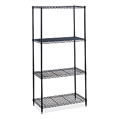 Safco Industrial Wire Shelving, Four-Shelf, 36w x 24d x 72h, Black (5288BL)