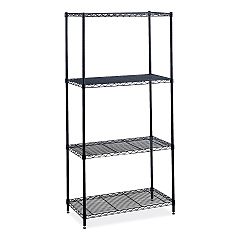 Safco Industrial Wire Shelving, Four-Shelf, 36w x 18d x 72h, Black (5285BL)