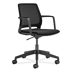 Safco Medina Conference Chair, Supports Up to 300 lb, 17" to 22" Seat Height, Black Seat, Black Back, Black Base (6828BL)