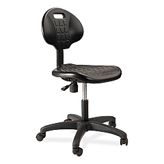 NPS 6700 Series Polyurethane Adj Height Task Chair, Supports 300 lb, 16" to 21" Seat Height, Black Seat, Black Back, Black Base (6716HB)