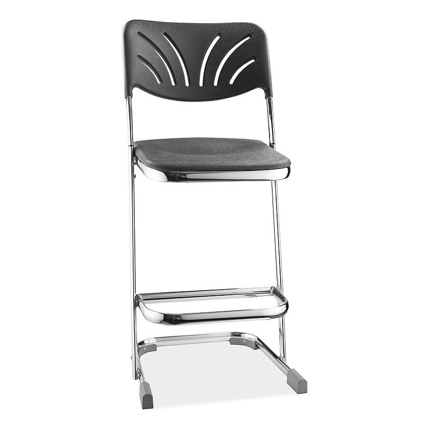 NPS 6600 Series Elephant Z-Stool With Backrest, Supports Up to 500 lb, 24" Seat Heightt, Black Seat, Black Back, Chrome Frame (6624B)
