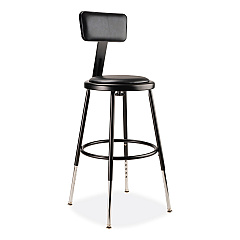 NPS 6400 Series Height Adjustable Heavy Duty Vinyl Steel Stool with Backrest, Supports 300 lb, 19" to 27" Seat Height, Black (6418HB10)