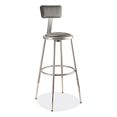 NPS 6400 Series Height Adjustable Heavy Duty Padded Stool with Backrest, Supports Up to 300 lb, 25" to 33" Seat Height, Gray (6424HB)