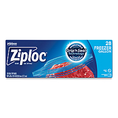 Ziploc Zipper Freezer Bags, 1 gal, 2.7 mil, 9.6" x 12.1", Clear, 28/Box (314445BX)
