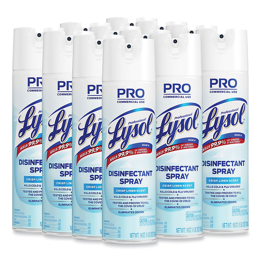 Professional LYSOL Brand Disinfectant Spray, Crisp Linen, 19 oz Aerosol Spray, 12/Carton (74828CT)
