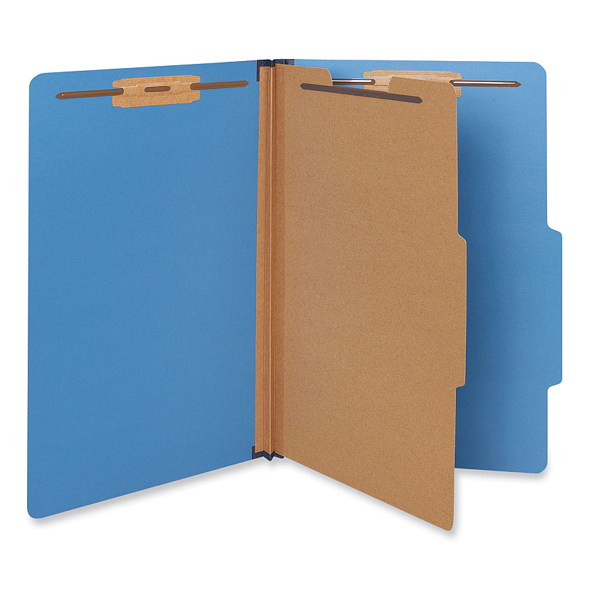 Universal Bright Colored Pressboard Classification Folders, 1 Divider, Legal Size, Cobalt Blue, 10/Box (UNV10211)