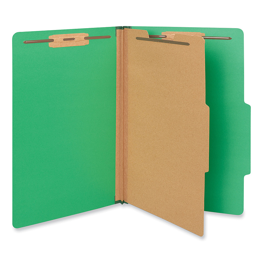Universal Bright Colored Pressboard Classification Folders, 1 Divider, Legal Size, Emerald Green, 10/Box (UNV10212)