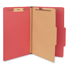 Universal Bright Colored Pressboard Classification Folders, 1 Divider, Legal Size, Ruby Red, 10/Box (UNV10213)