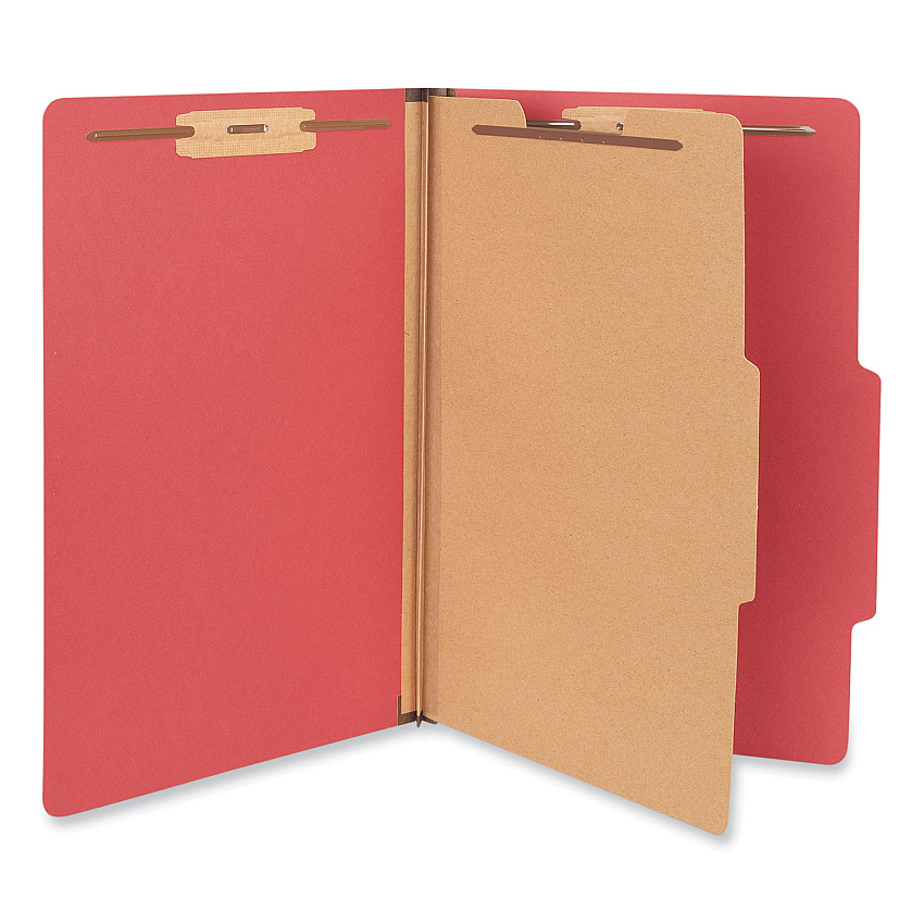 Universal Bright Colored Pressboard Classification Folders, 1 Divider, Legal Size, Ruby Red, 10/Box (UNV10213)