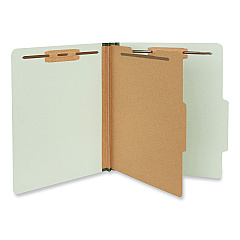 Universal Four-Section Pressboard Classification Folders, 1 Divider, Letter Size, Gray-Green, 10/Box (UNV10253)