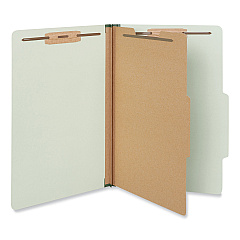Universal Four-Section Pressboard Classification Folders, 1 Divider, Legal Size, Green, 10/Box (UNV10261)