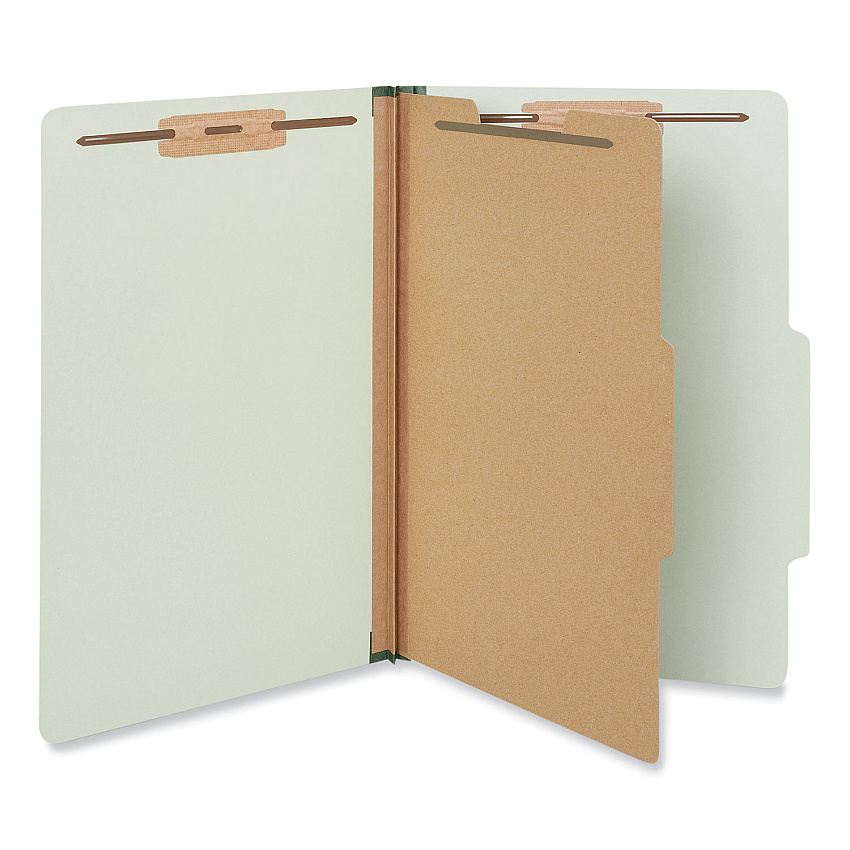 Universal Four-Section Pressboard Classification Folders, 1 Divider, Legal Size, Green, 10/Box (UNV10261)