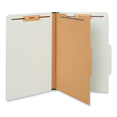 Universal Four-Section Pressboard Classification Folders, 1 Divider, Legal Size, Gray, 10/Box (UNV10262)