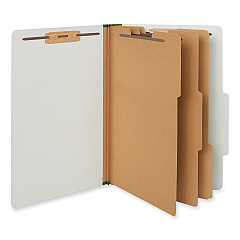 Universal Eight-Section Pressboard Classification Folders, 3 Dividers, Legal Size, Gray, 10/Box (UNV10297)