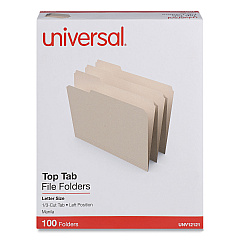 Universal Top Tab Manila File Folders, 1/3-Cut Tabs: Left Position, Letter Size, 0.75" Expansion, Manila, 100/Box (UNV12121)