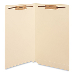Universal Reinforced End Tab Fastener Folders, 2 Fasteners, Legal Size, Manila Exterior, 50/Box (UNV13220)