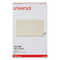 Universal Top Tab Manila File Folders, 1/2-Cut Tabs: Assorted, Legal Size, 0.75" Expansion, Manila, 100/Box (UNV15112)