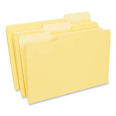 Universal Interior File Folders, 1/3-Cut Tabs: Assorted, Legal Size, 11-pt Stock, Yellow, 100/Box (UNV15304)