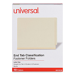 Universal Six-Section Manila End Tab Classification Folders, 2 Dividers, Letter Size, Manila, 10/Box (UNV16150)