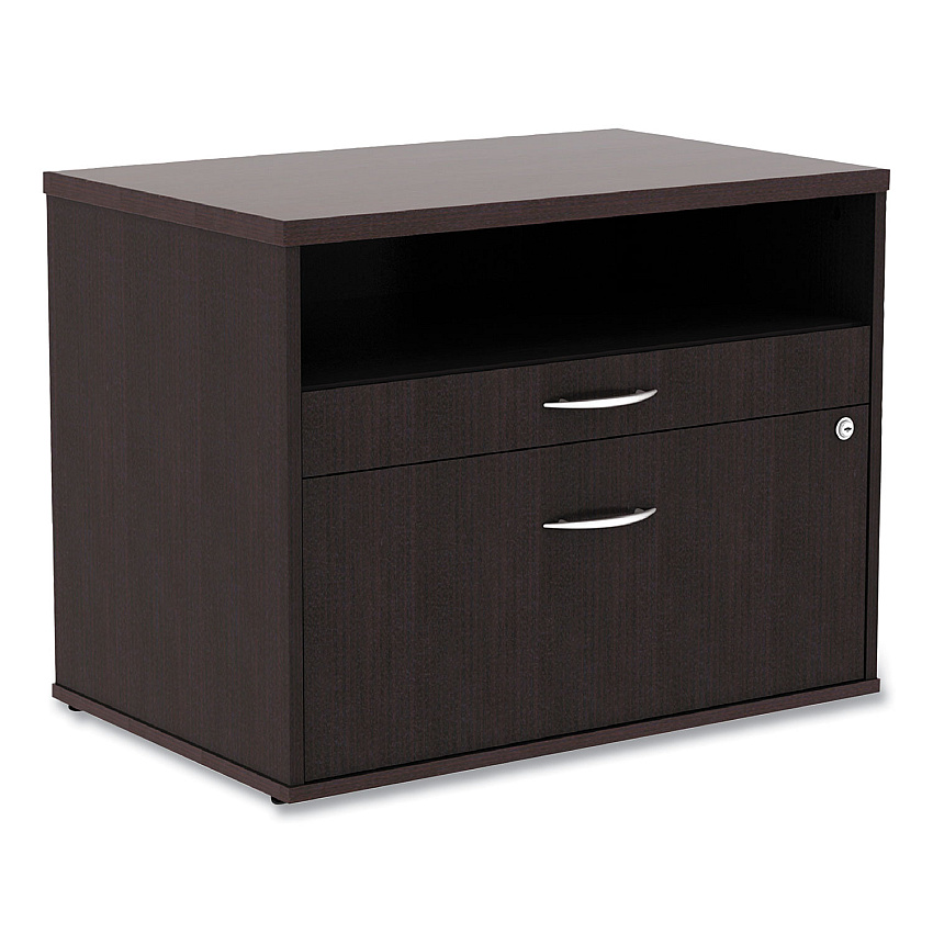 Alera Open Office Desk Series Low File Cabinet Credenza, 2-Drawer: Pencil/File,Legal/Letter,1 Shelf,Espresso,29.5x19.13x22.88 (ALELS583020ES)