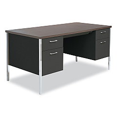 Alera Double Pedestal Steel Desk, 60" x 30" x 29.5", Mocha/Black (ALESD6030BM)
